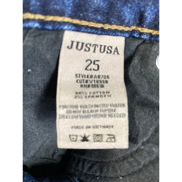 Just USA Denim Shorts Womens 25 Dark Blue Excellent Raw Frayed Hem AB705 - Picture 6 of 9